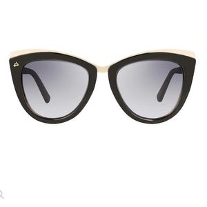 Black cat eye sunglasses with a flat metal accent piece